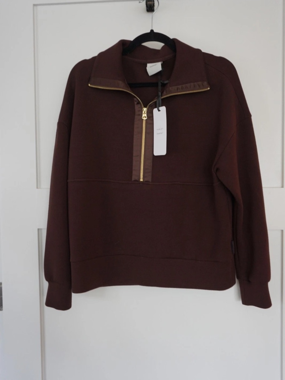 Varley Revolve Keller Half Zip Pullover Coffee Bean Brown Small NWT - Picture 2 of 6